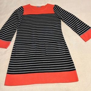 Eliza J Women’s Dress Black/Gray Stripes with Coral Pink, size 6